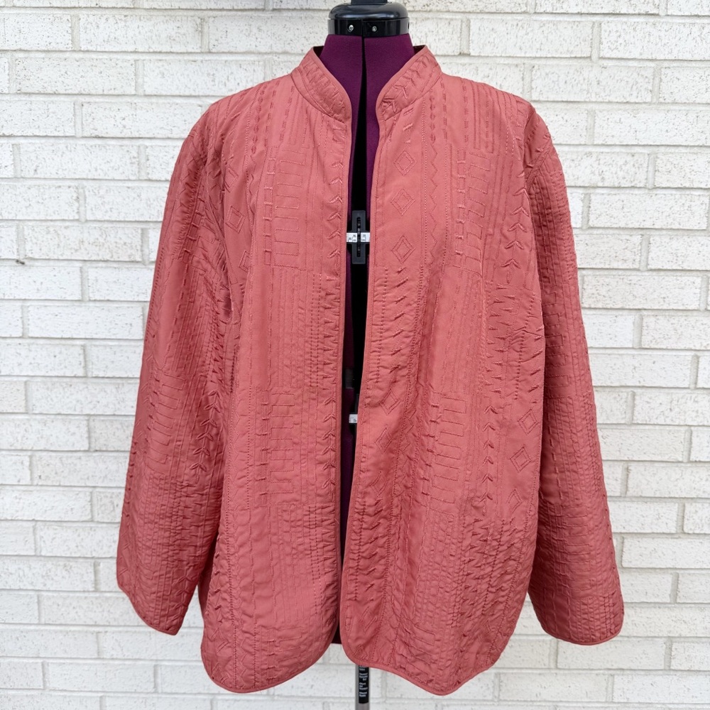 Alfred Dunner Embroidered Orange Blazer Jacket Textured Size 20W